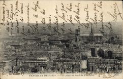 Panorama de la POSTAL de la VENDIMIA de París vista en el norte del panteón