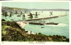 VINTAGE POSTCARD Brixham The Breakwater Boats