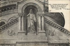 CPA Paris Montmartre Statue Du Christ Ornant La facade De La Basilique du Sacre Coeur 