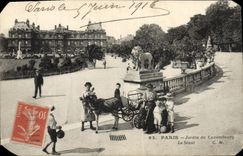 VINTAGE POSTCARD Paris Jardin Of Luxembourg the Senate Conveys has Ane Children