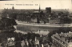 Panorama de París de la POSTAL de la VENDIMIA en Notre Dame