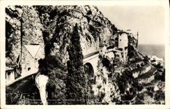 POSTAL Menton Grimaldi de la VENDIMIA vista en la frontera