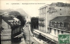 VINTAGE POSTCARD Heavy Basilica and Bridge of the Boulevard Hotel Marius Romain Hotel Rosary