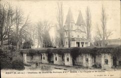 Castillo de Anet de la POSTAL de la VENDIMIA de Diane de Poitiers La Chapelle y de excavaciones