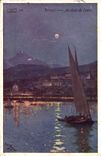 VINTAGE POSTCARD Evian With the moonlight