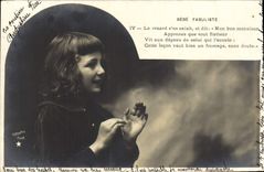 VINTAGE POSTCARD Fantaisie Child Fabuliste Baby the fox is seized some