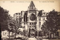 VINTAGE POSTCARD Rheims the Cathedral the Militaria Transept