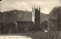 CPA Vevey Eglise St Martin et le Grammont