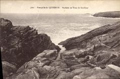 VINTAGE POSTCARD Peninsula of Quiberon Rocks to the Hole of the Blower