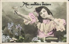 VINTAGE POSTCARD My Best Kisses Child