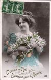 CPA Muguet de Mail Bonheur Pour L'Annee Femme