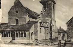 VINTAGE POSTCARD Cauroy Hermonville the church after the Militaria bombardment