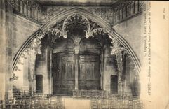 VINTAGE POSTCARD Interior Autun of the Cathedral Lazare Saint close the Organ