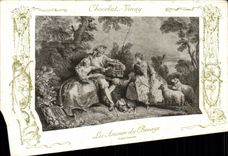 CPA Fantaisie Publicite Chocolat Vinay Les amours de bocage Lancret Moutons 