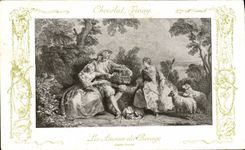 CPA Fantaisie Publicite Chocolat Vinay Les amours de bocage Lancret Moutons