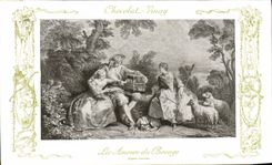 CPA Fantaisie Publicite Chocolat Vinay Les amours de bocage Lancret Moutons