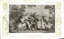CPA Fantaisie Publicite Chocolat Vinay Les amours de bocage Lancret Moutons