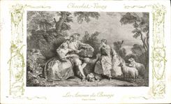 VINTAGE POSTCARD Fantasy Publicity Vinay Chocolate loves of the scrap-metal Lancret Sheep