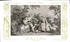 CPA Fantaisie Publicite Chocolat Vinay Les amours du bocage Lancret Moutons