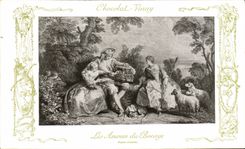 CPA Fantaisie Publicite Chocolat Vinay Les amours du bocage Lancret Moutons