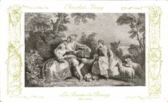 CPA Fantaisie Publicite Chocolat Vinay Les amours du bocage Lancret Moutons