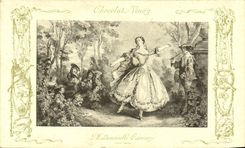 VINTAGE POSTCARD Fantasy Publicity Chocolate Vivay Miss Camargo Alncet