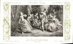 VINTAGE POSTCARD Fantaisie Publicity Vivay Chocolate the play of mask hides Lancret
