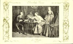 VINTAGE POSTCARD Fantasy Publicity Vivay Chocolate the Lancret morning