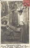 VINTAGE POSTCARD Fantasy Woman Walk of the baby