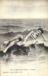 VINTAGE POSTCARD Fantasy At the edge of the ocean the vague Bathing suit