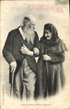 VINTAGE POSTCARD Fantasy Woman Old men Arm above Arm below