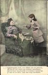 CPA Fantaisie Enfant Grand Mere Chat