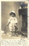 VINTAGE POSTCARD Fantasy Christmas Child with the small Imp