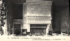 VINTAGE POSTCARD Langeais the Castle the Large Living room or Room Of Anne Of Brittany the chimney