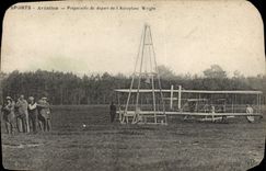 VINTAGE POSTCARD Sports Aviation Preparations Starting De I' Airplane Wright Aviation