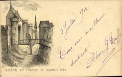 VINTAGE POSTCARD Gate And Pits St Jaques 1587