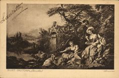 VINTAGE POSTCARD Fantasy Pastoral Subject Goat Sheep