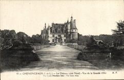 POSTAL Chanonceaux de la VENDIMIA el castillo visto del callejón grande