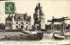 POSTAL Chenonceaux de la VENDIMIA el castillo el ataque frontal la torre de las marcas
