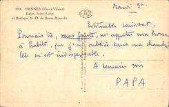 VINTAGE POSTCARD Rennes Church Aubin Saint