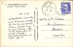 VINTAGE POSTCARD Fontainebleau the Palate Living room of the Pope