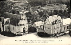 CPA Chambord L'Eglise et L'Ecole Vue Prise du Chateau