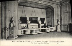 VINTAGE POSTCARD Chambord the Castle Room To sleep of Louis XIV