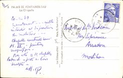 VINTAGE POSTCARD Palate De Fontainebleau La Chapelle