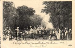 VINTAGE POSTCARD the Procession of Fatty Ox to the Boulevard Montmartre 1832