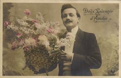 Hombre suave de la amistad del recuerdo de la POSTAL de la VENDIMIA