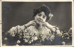 VINTAGE POSTCARD Fantasy Woman the lily of the valley