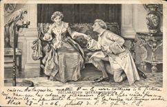 VINTAGE POSTCARD Fantasy Woman stopped Declaration Parrot