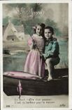 VINTAGE POSTCARD Fantaisie Children Poisson April 1st Fishes Sinning