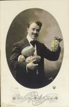CPA Fantaisie homme oeufs Paques 